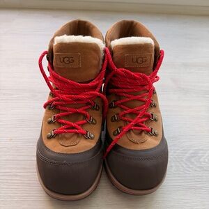 UGG Brecken Lace Up Chestnut Suede Lined Waterproof Boots Women's Size 8 NWOT